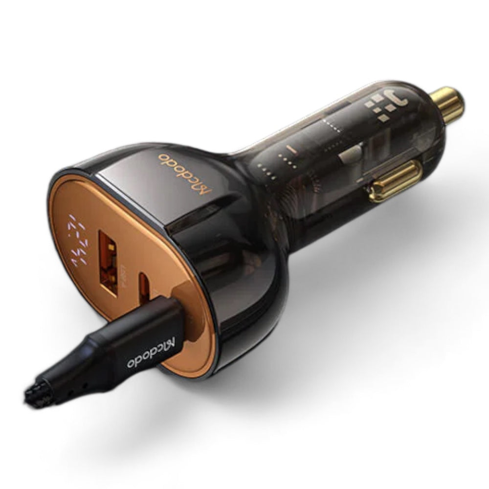 Cargador mcdodo carro cc-2310 100w pd car charger - prism series (3 ports, digital display) color negro - MUNDO ACCESORIOS