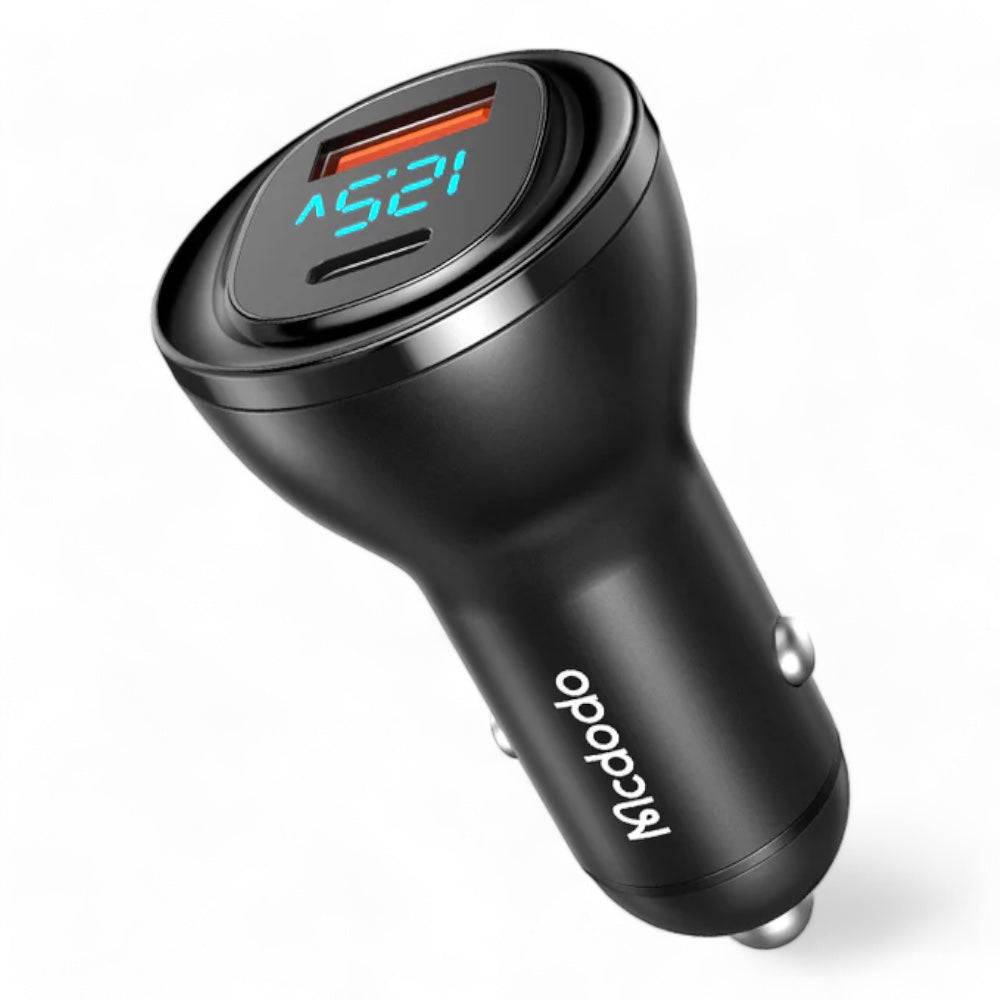 Cargador mcdodo carro cc-5670 aurora series 95w usb-a + usb-c dual-ports car charger with digital display color negro - MUNDO ACCESORIOS (B2C)