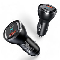 Thumbnail for Cargador mcdodo carro cc-5670 aurora series 95w usb-a + usb-c dual-ports car charger with digital display color negro