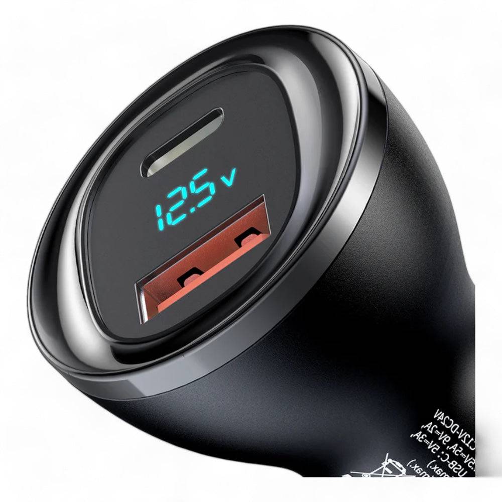 Cargador mcdodo carro cc-5670 aurora series 95w usb-a + usb-c dual-ports car charger with digital display color negro - MUNDO ACCESORIOS (B2C)