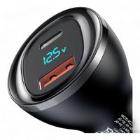 Thumbnail for Cargador mcdodo carro cc-5670 aurora series 95w usb-a + usb-c dual-ports car charger with digital display color negro