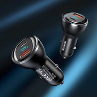 Thumbnail for Cargador mcdodo carro cc-5670 aurora series 95w usb-a + usb-c dual-ports car charger with digital display color negro