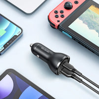 Thumbnail for Cargador mcdodo carro cc-5670 aurora series 95w usb-a + usb-c dual-ports car charger with digital display color negro