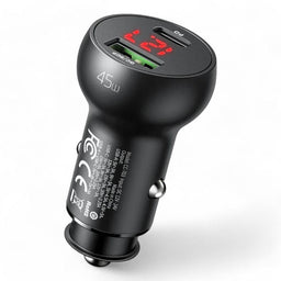 Cargador mcdodo carro cc-7030 mushrooms series pd 45w type-c+usb ports car charger with digital display color negro - MUNDO ACCESORIOS (B2C)