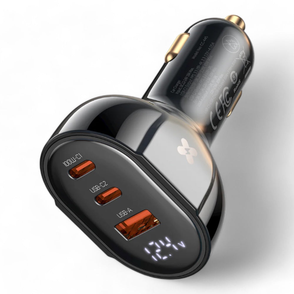 Cargador mcdodo carro cc-4450 128w dual usb c+ usb car charger color negro - MUNDO ACCESORIOS