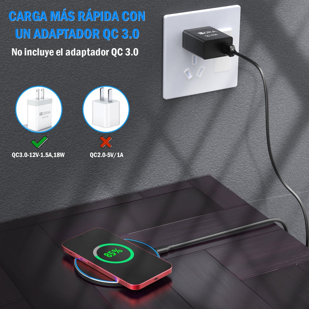 Cargador 1hora inalambrico carga r‡pido 15w gar151 15w 2 en 1 color negro - MUNDO ACCESORIOS (B2C)