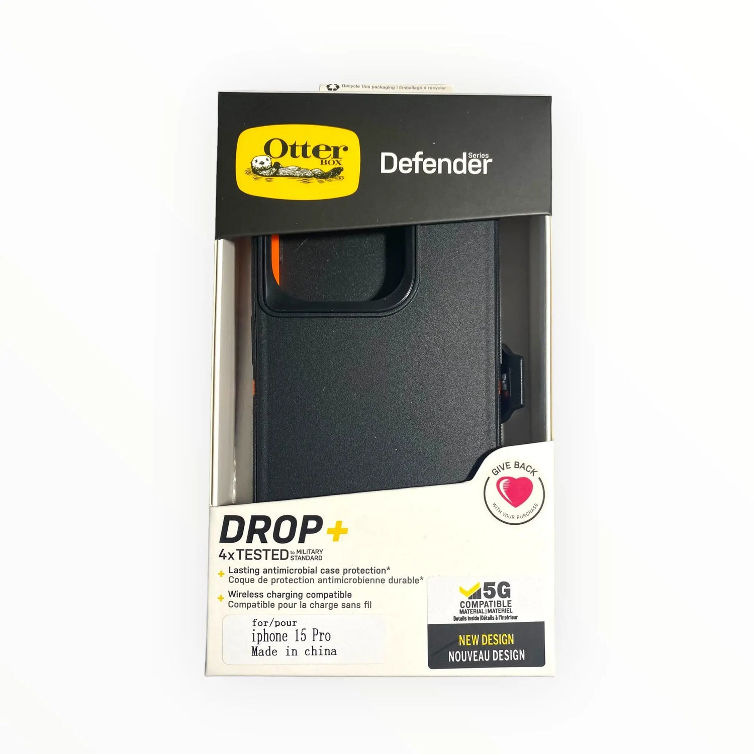 Estuche otterbox defender iphone 15 pro color negro/naranja  Shop name