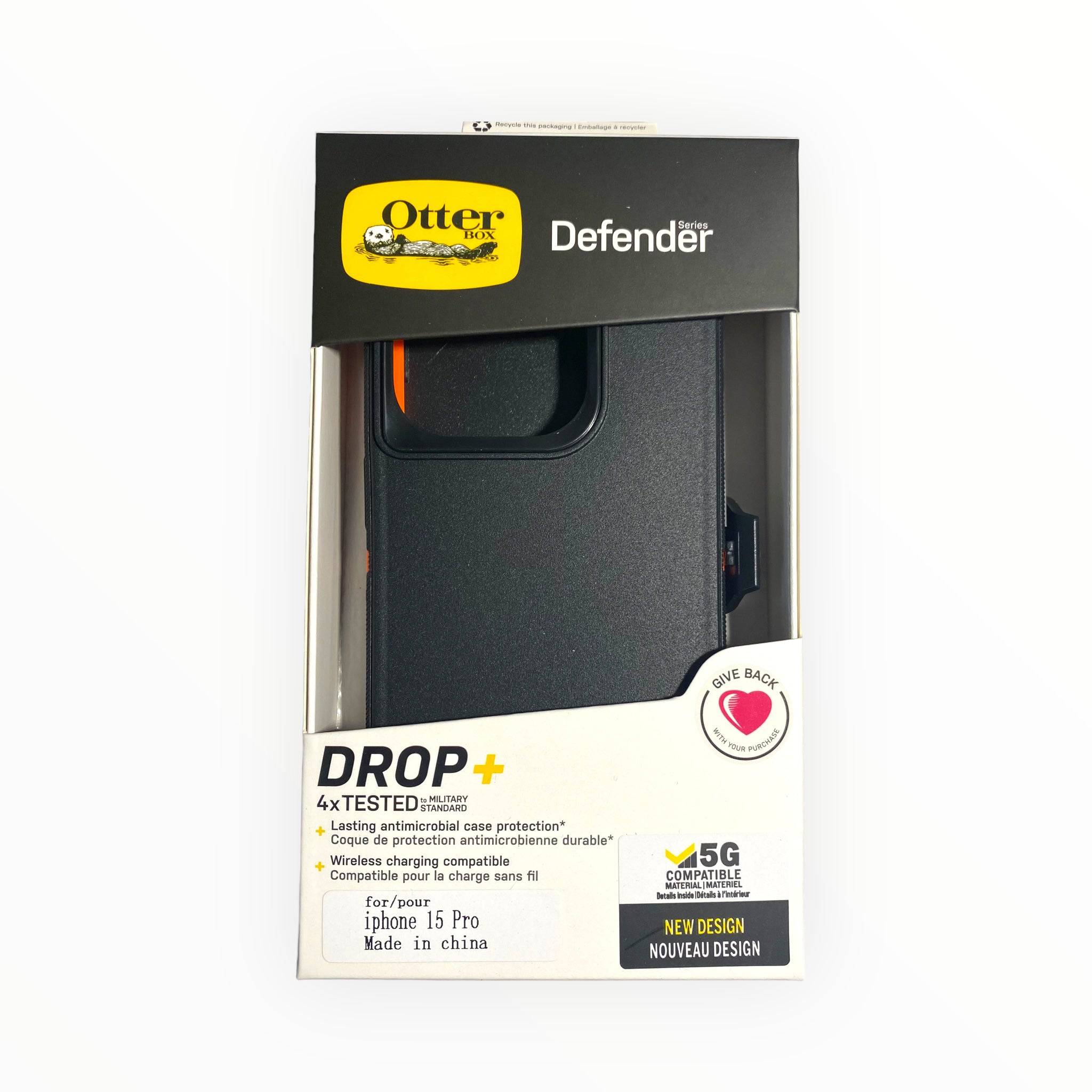 Estuche otterbox defender iphone 15 pro color negro/naranja - MUNDO ACCESORIOS (B2C)