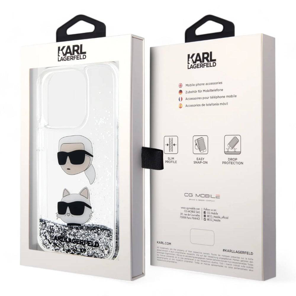 Estuche karl lagerfeld hard case iphone 15 pro pc/tpu white liquid glitter color transparente - MUNDO ACCESORIOS (B2C)