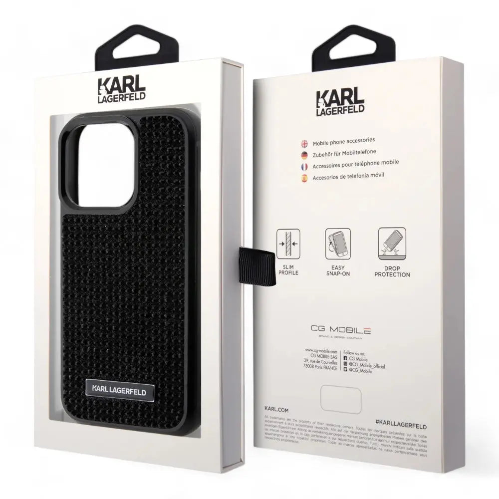 Estuche karl lagerfeld hard case iphone 15 pro  - pc/tpu compatible case with card holder black color negro  Shop name