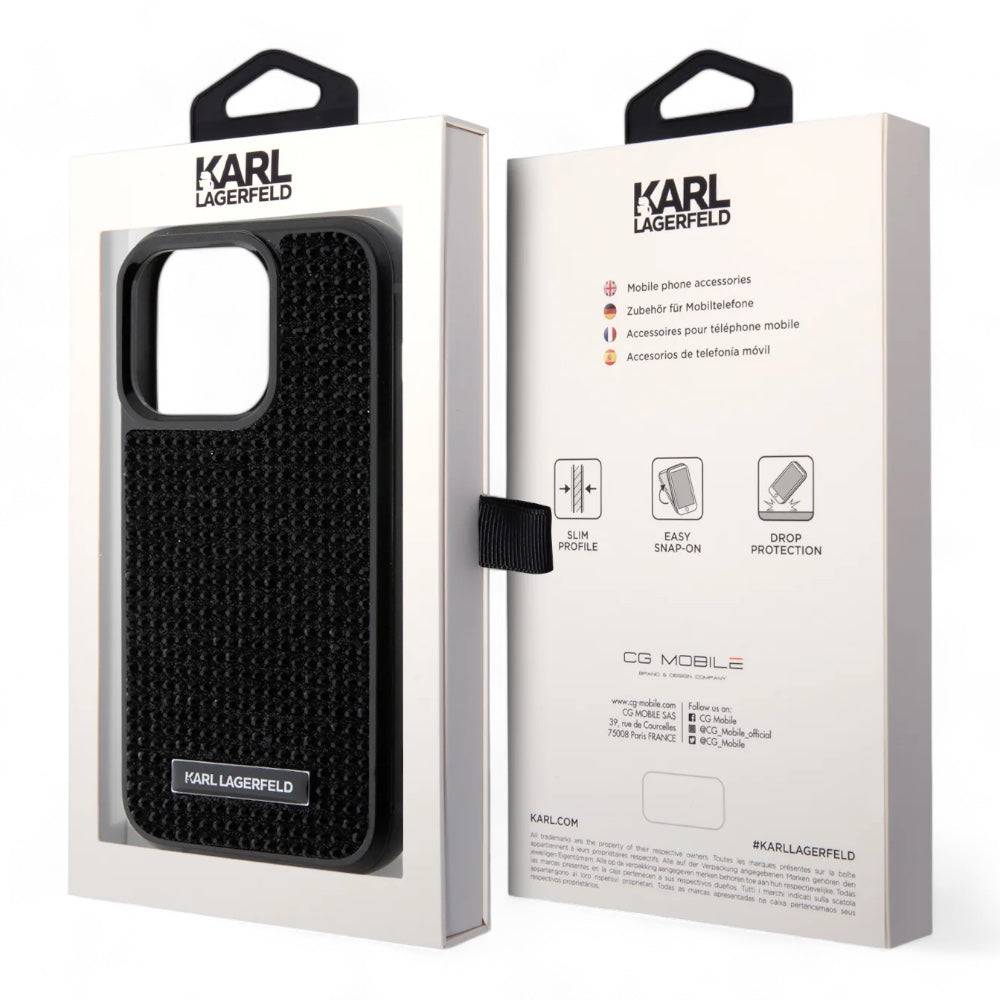 Estuche karl lagerfeld hard case iphone 15 pro  - pc/tpu compatible case with card holder black color negro - MUNDO ACCESORIOS (B2C)