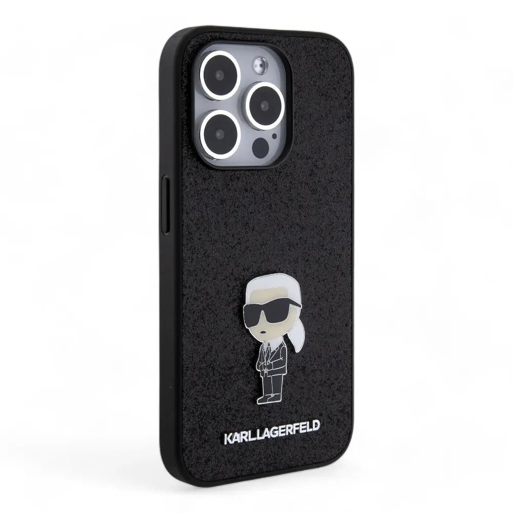 Estuche karl lagerfeld hard case iphone 15 pro  - pc/tpu black hard case ikonik fixed glitter ikonik logo metal pin color negro  Shop name