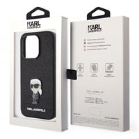 Thumbnail for Estuche karl lagerfeld hard case iphone 15 pro  - pc/tpu black hard case ikonik fixed glitter ikonik logo metal pin color negro