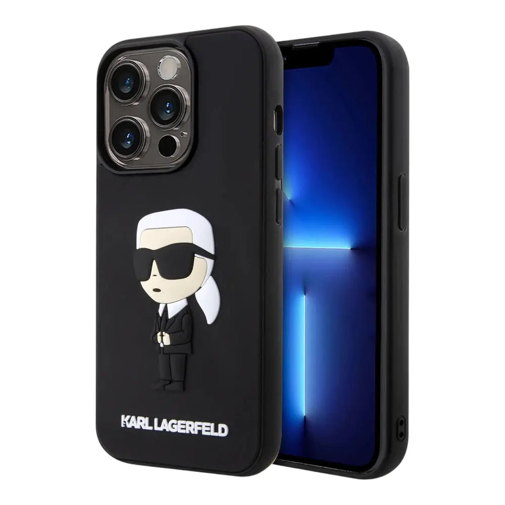 Estuche karl lagerfeld hard case iphone 15 pro - rubber black hard case 3d ikonik nft color negro  Shop name