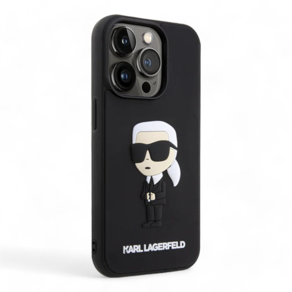 Estuche karl lagerfeld hard case iphone 15 pro max - rubber black hard case 3d ikonik nft color negro