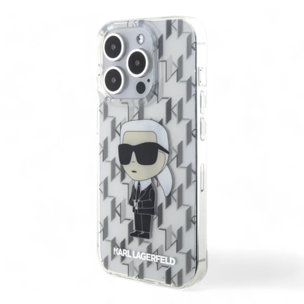 Estuche karl lagerfeld hard case iphone 15 pro pc/tpu clear hard case iml ikonik monogram color transparente