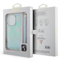 Thumbnail for Estuche guess hard case iphone 15 pro  - pc/tpu turquoise pc tpu iridescent hard case glitter pattern peony cordstrap color aqua