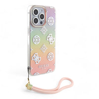 Thumbnail for Estuche guess hard case iphone 15 pro  - pc/tpu pink pc tpu iridescent hard case glitter pattern peony cordstrap color rosado