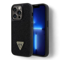 Thumbnail for Estuche guess hard case iphone 15 pro pc/tpu black hard case rhinestone triangle color transparente