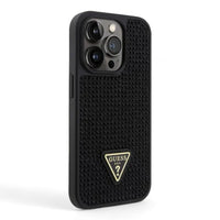 Thumbnail for Estuche guess hard case iphone 15 pro pc/tpu black hard case rhinestone triangle color transparente