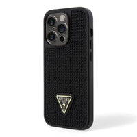 Estuche guess hard case iphone 15 pro pc/tpu black hard case rhinestone triangle color transparente - MUNDO ACCESORIOS (B2C)