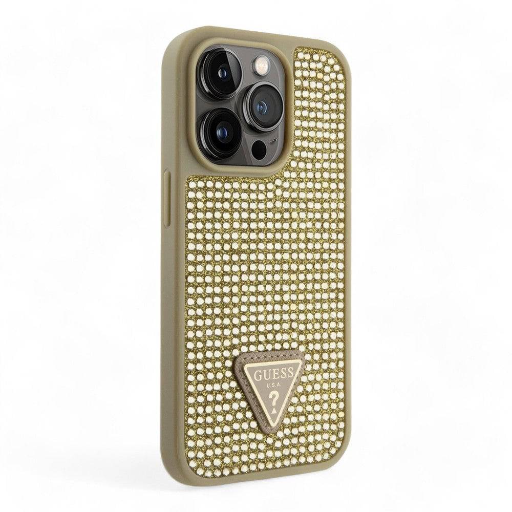 Estuche Guess Hard Case Iphone 15 Pro Pc/Tpu Gold Hard Case Rhinestone Triangle Color Dorado - MUNDO ACCESORIOS (B2C)