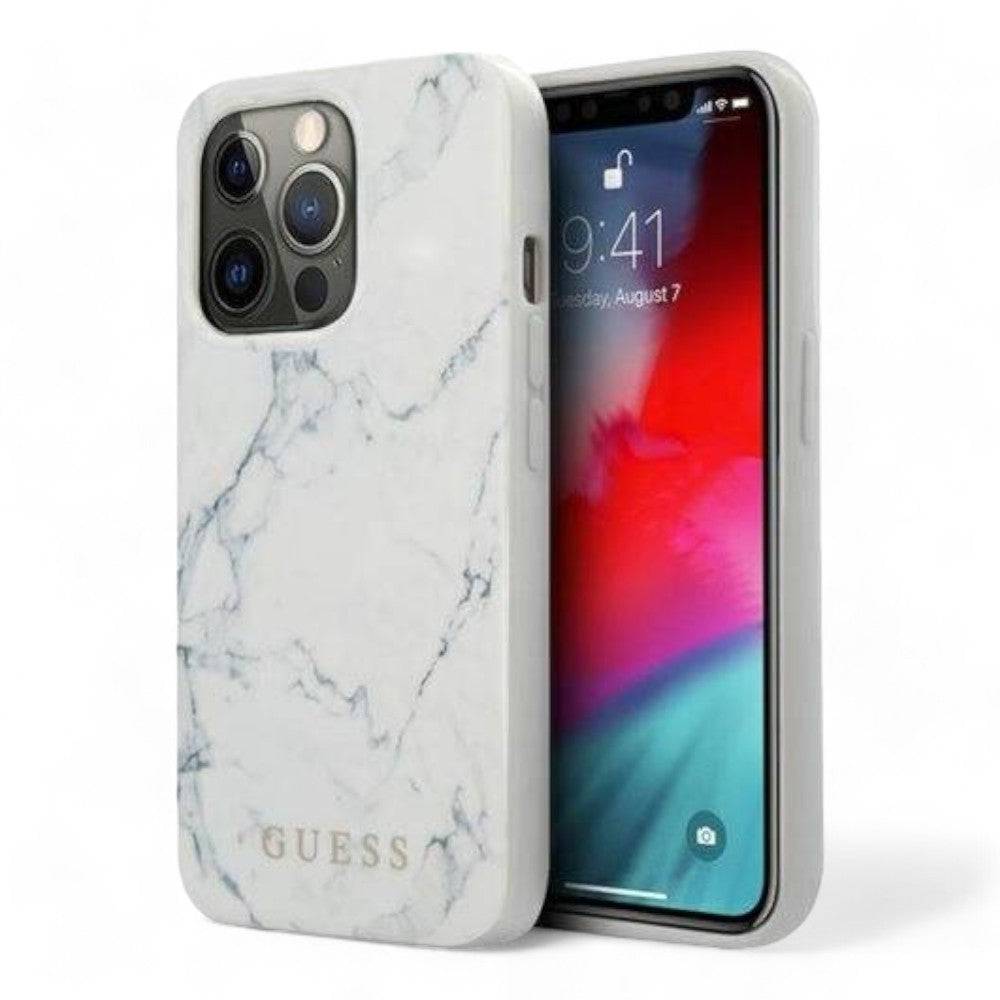 Estuche guess hard case iphone 13 pro hard case white pc/tpu marble design color blanco - MUNDO ACCESORIOS (B2C)