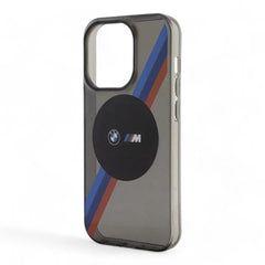 Estuche bmw hard case iphone 14 pro  magsafe compatible grey tricolor stripes m logo  color gris  Shop name