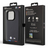 Estuche bmw hard case iphone 15 pro pu leather black m hard case hot stamp tricolor color negro - MUNDO ACCESORIOS (B2C)