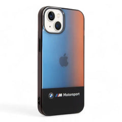 Estuche bmw hard case iphone 14 tpu black motorsport collection iml case printed middle tricolor fading stripe color negro  Shop name