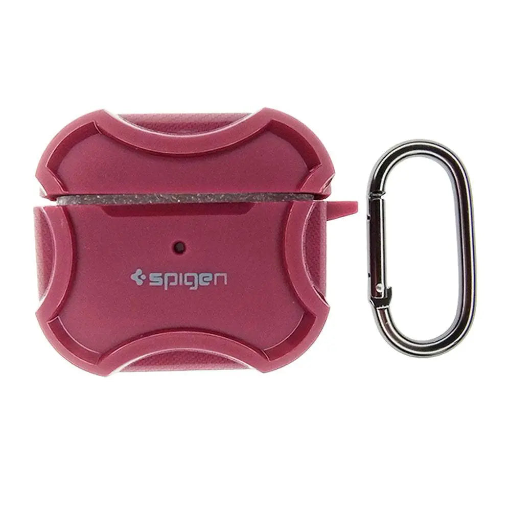 Estuche Spigen para AirPods 3 en color fucsia con mosquetón, diseño elegante y protector.