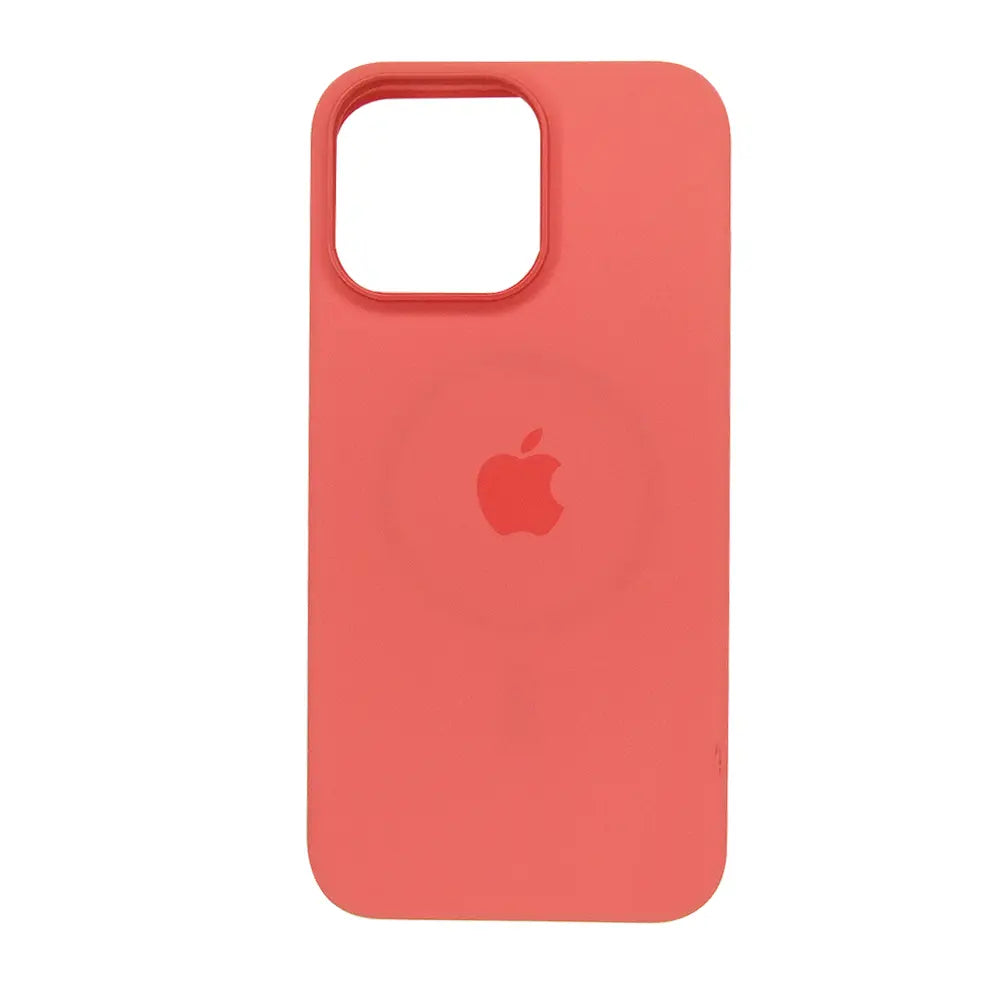 Estuche de silicona color papaya para iPhone 15 Pro con MagSafe.