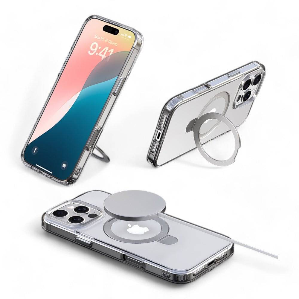 Estuche devia magsafe iphone 16 pro max clean series magnetic shockproof case with bracket color transparente - MUNDO ACCESORIOS (B2C)