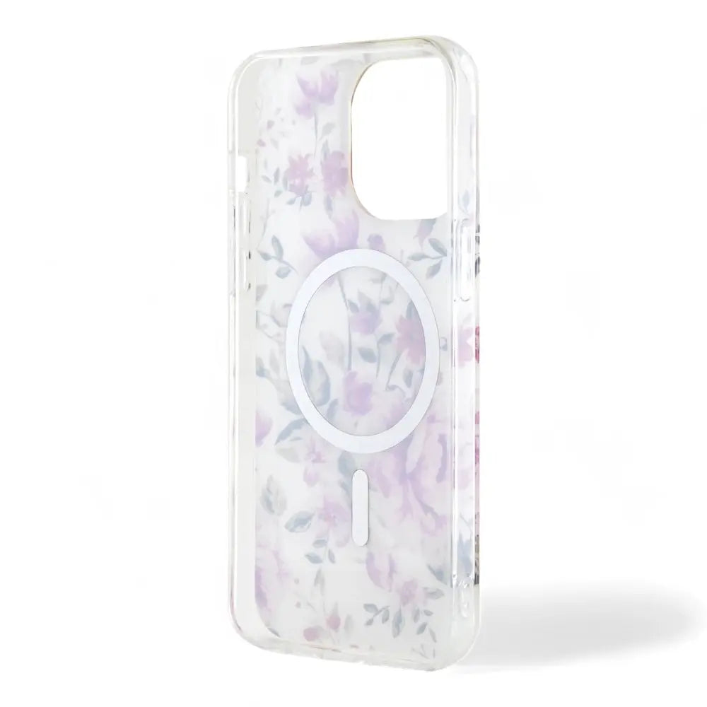 Estuche guess magsafe iphone 15 pro  - pc/tpu purple hard case magsafe iml golden marble color morado  Shop name