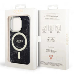 Estuche guess magsafe iphone 15 pro - pc/tpu black hard case magsafe iml marble  color negro  Shop name