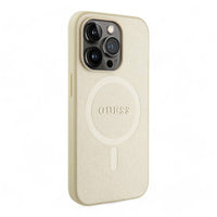 Estuche guess magsafe iphone 15 pro pu leather beige hard case saffiano magsafe  color beige - MUNDO ACCESORIOS (B2C)