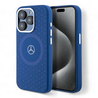 Thumbnail for Estuche mercedes-benz magsafe iphone 15 pro liquid silicone navy blue magsafe compatible with mini star pattern color azul marino