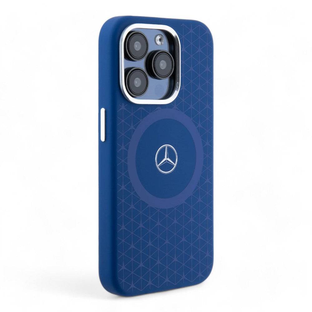 Estuche mercedes-benz magsafe iphone 15 pro liquid silicone navy blue magsafe compatible with mini star pattern color azul marino - MUNDO ACCESORIOS (B2C)