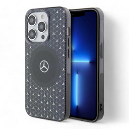 Case mercedes-benz magsafe iphone 15 tpu black double layer mafsafe compatible case mini stars pattern color black