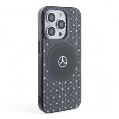 Estuche mercedes-benz magsafe iphone 15 tpu black double layer mafsafe compatible case mini stars pattern  color negro