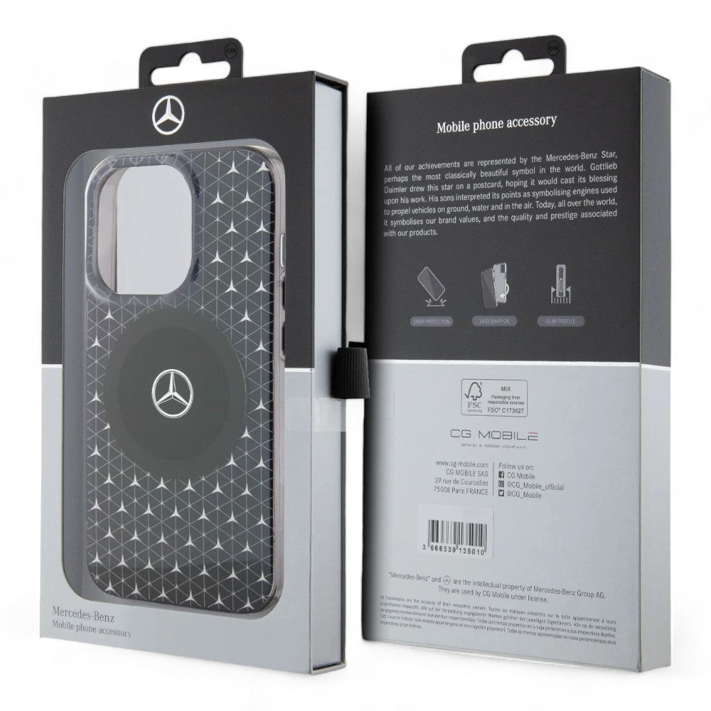 Case mercedes-benz magsafe iphone 15 tpu black double layer mafsafe compatible case mini stars pattern color black