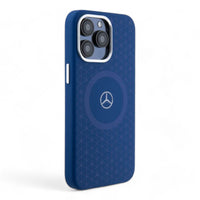 Thumbnail for Estuche mercedes-benz magsafe iphone 15 pro max liquid silicone navy blue magsafe compatible with mini star pattern  color azul marino