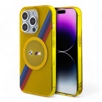 Thumbnail for Estuche bmw magsafe iphone 15 pro pc/tpu yellow hard case magsafe m tricolor stripes  color amarillo