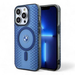 Estuche bmw magsafe iphone 15 pro pc/tpu blue hard case magsafe signature iml track  color azul - MUNDO ACCESORIOS (B2C)