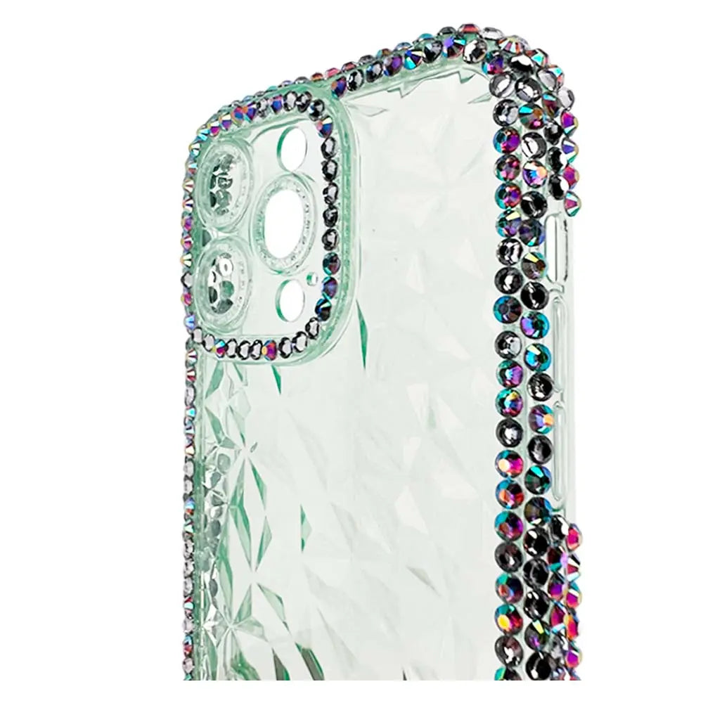 Estuche el rey marco iphone 12 pro max diamantes transparente color verde  Shop name