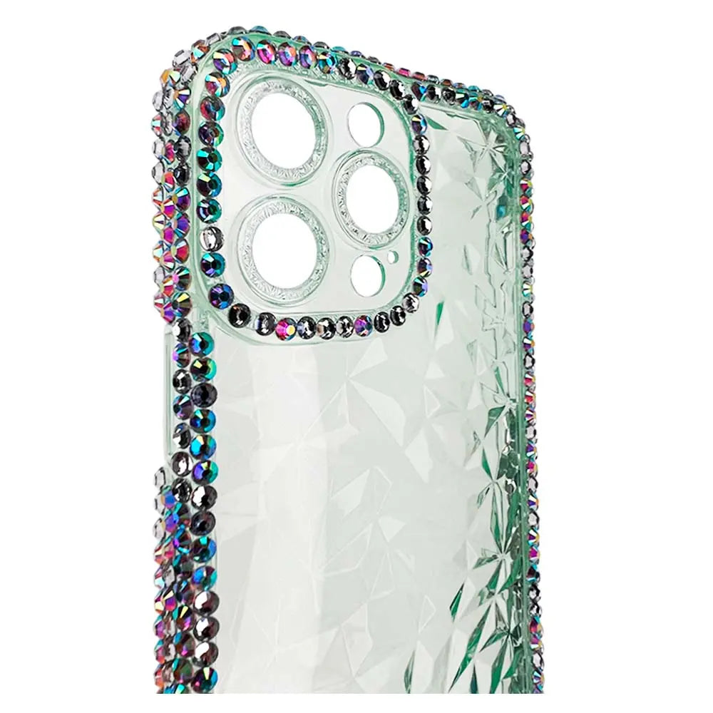 Estuche el rey marco iphone 12 pro max diamantes transparente color verde  Shop name