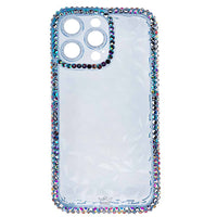 Estuche el rey marco iphone 12 pro max diamantes transparente color celeste - MUNDO ACCESORIOS (B2C)