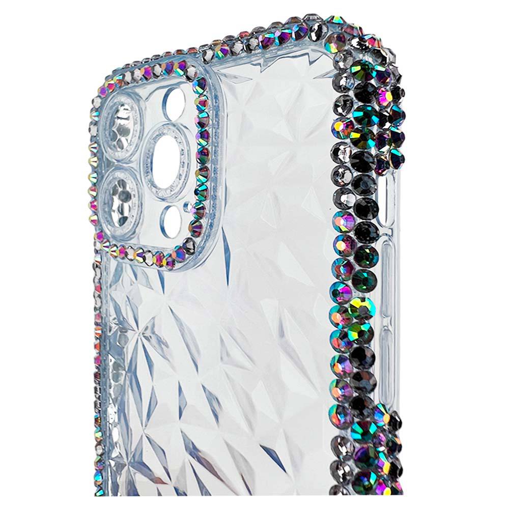 Estuche el rey marco iphone 12 pro max diamantes transparente color celeste - MUNDO ACCESORIOS (B2C)