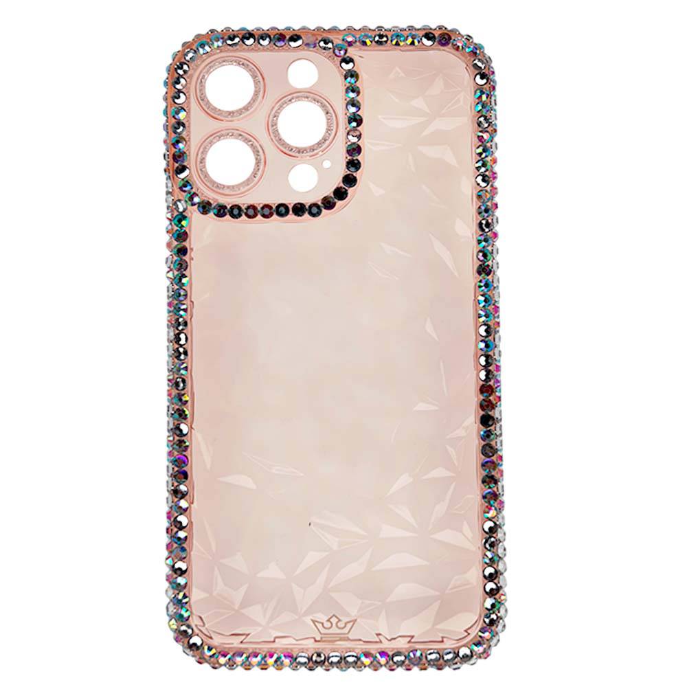 Estuche El Rey Marco Iphone 12 Pro Max Diamantes Transparente Color Rosado - MUNDO ACCESORIOS (B2C)