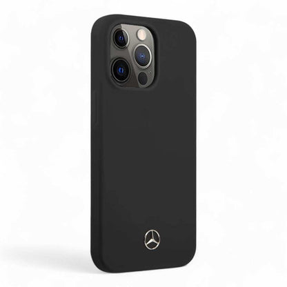 Estuche mercedes-benz silicon iphone 14 silicone black case with microfiber lining color negro